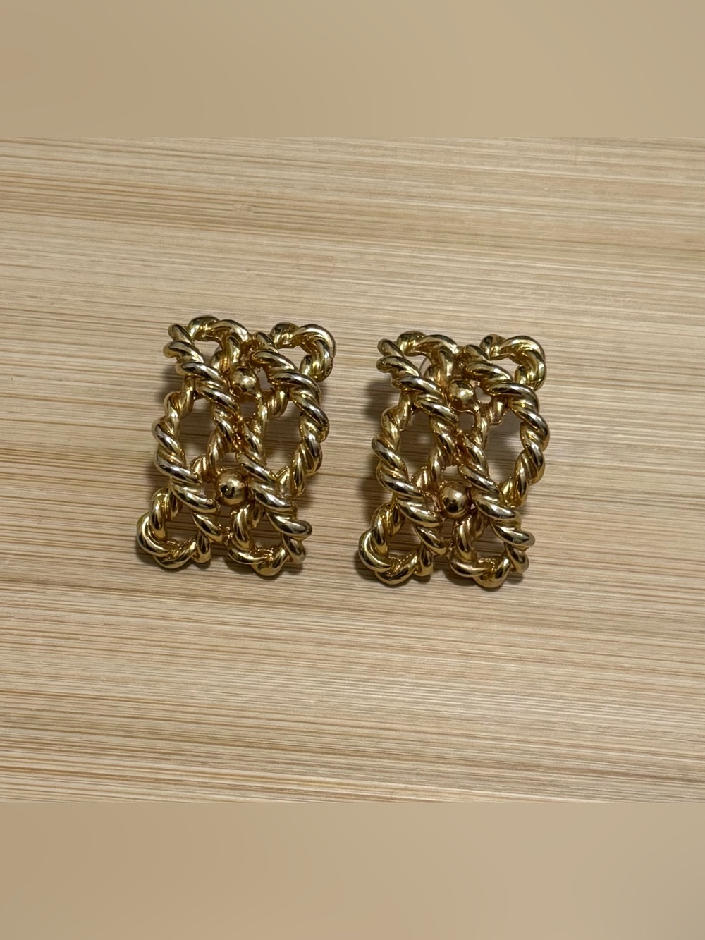 Gold Tone Rope Stud Statement Earrings